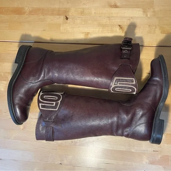 Love Moschino Love brown leather high boots - Picture 5 of 15